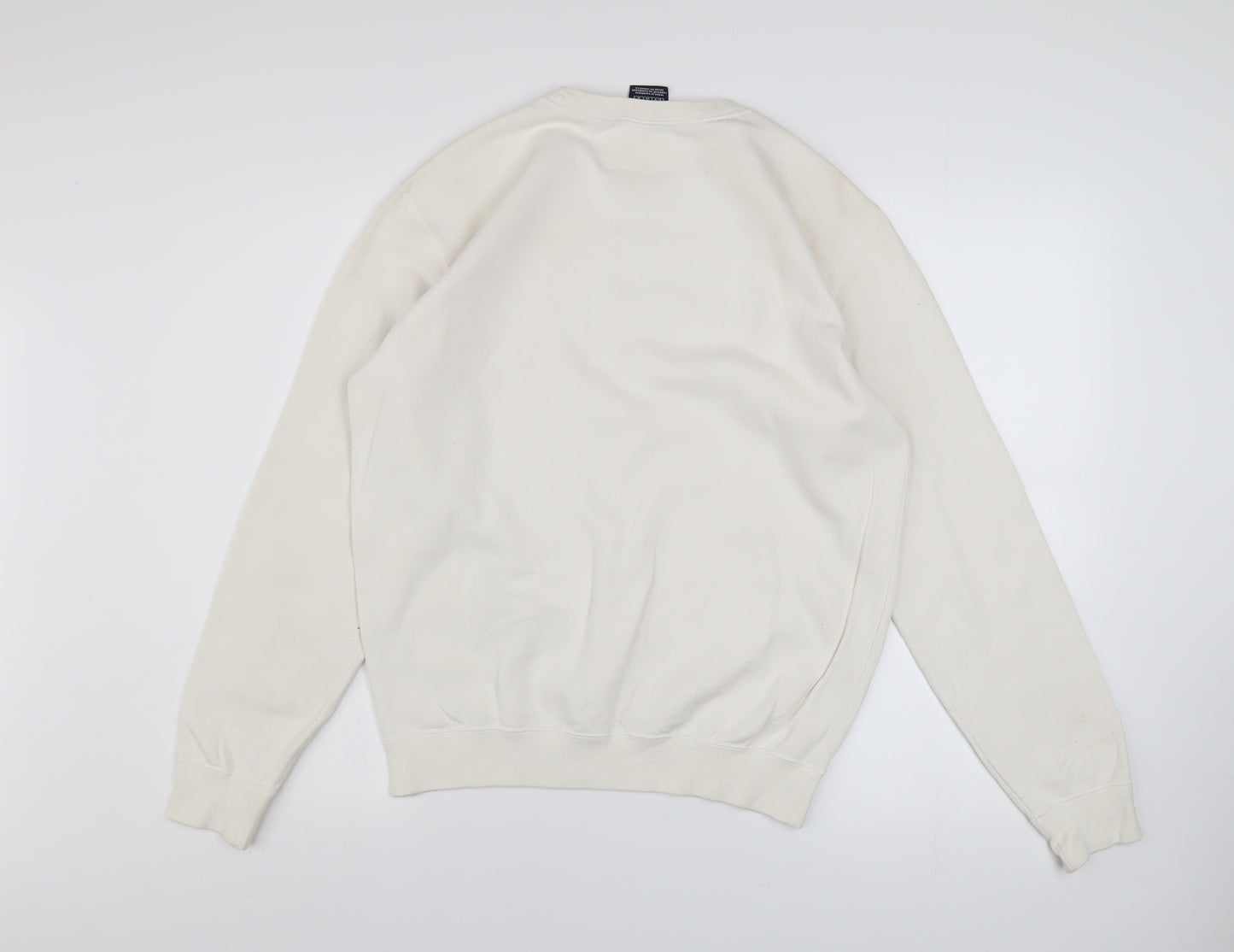 Champion Men’s Ivory Small Pullover Sweatshirt Logo Fleece