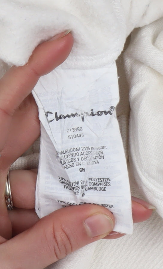 Champion Men’s Ivory Small Pullover Sweatshirt Logo Fleece