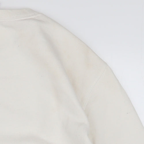 Champion Men’s Ivory Small Pullover Sweatshirt Logo Fleece