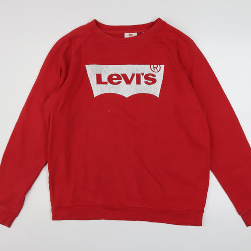 Levi's Men's Red Crew Neck Logo Sweatshirt Size M