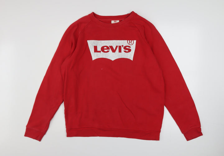 Levi's Men's Red Crew Neck Logo Sweatshirt Size M