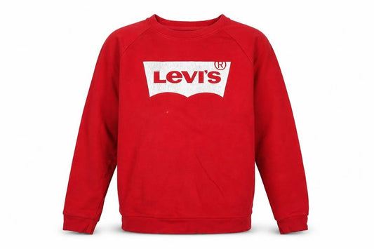 Front view of Levi's Men's Red Crew Neck Logo Sweatshirt, size M