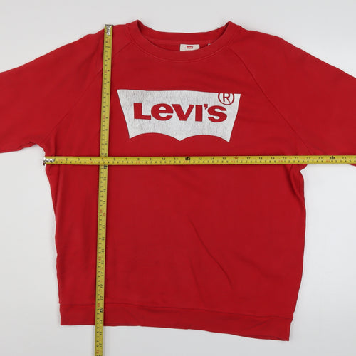Levi's Men's Red Crew Neck Logo Sweatshirt Size M