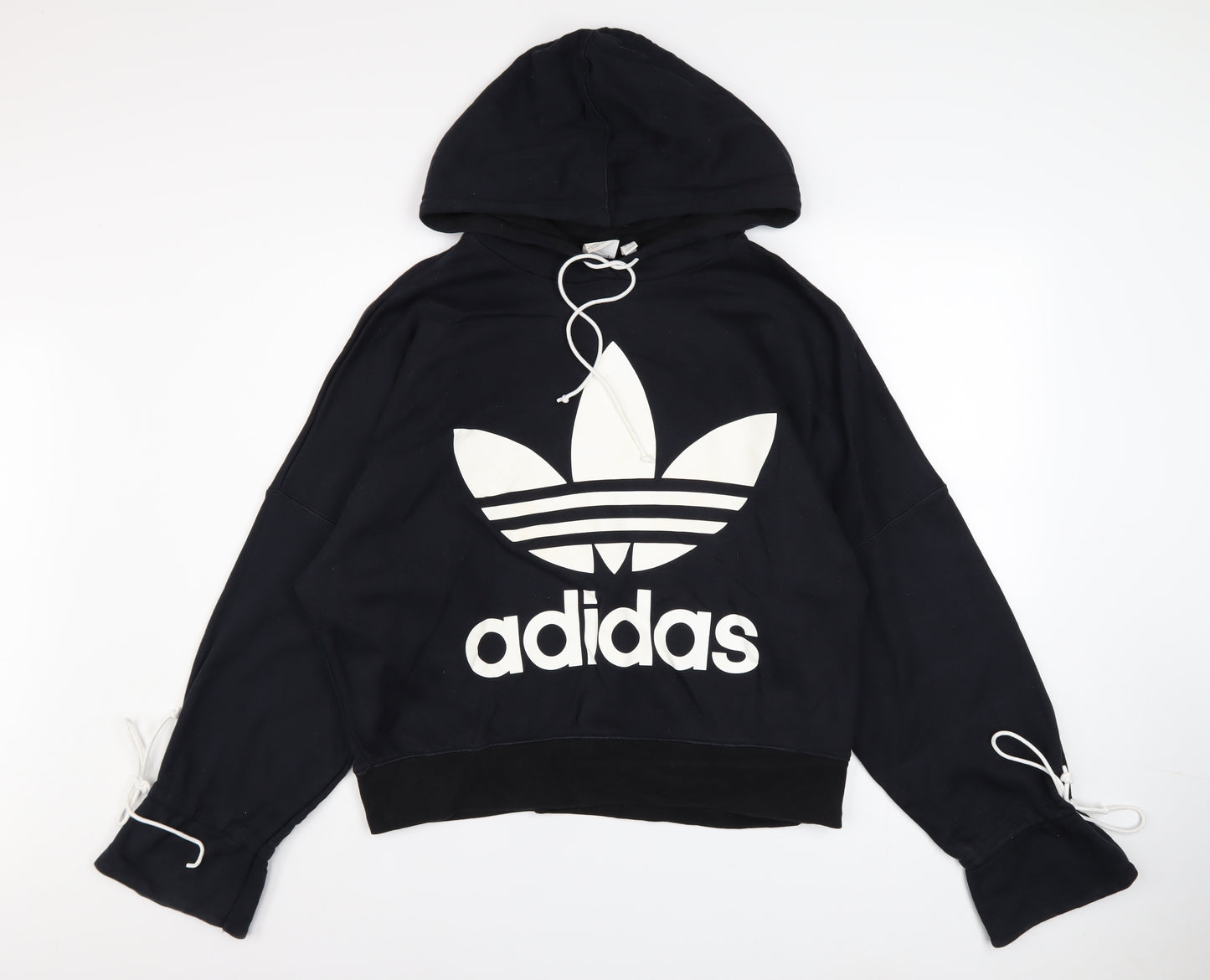 Adidas Womens Black Cotton Pullover Hoodie Size 12 with Logo