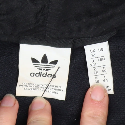 Adidas Womens Black Cotton Pullover Hoodie Size 12 with Logo