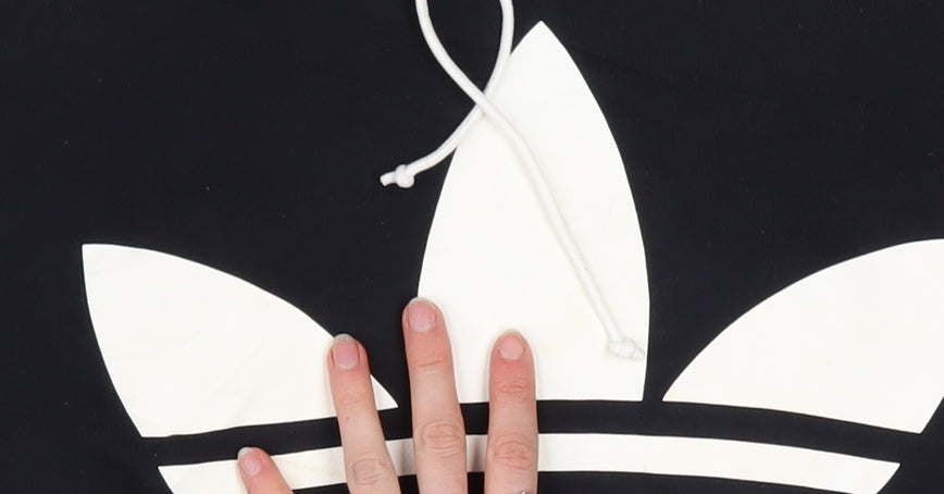 Adidas Womens Black Cotton Pullover Hoodie Size 12 with Logo