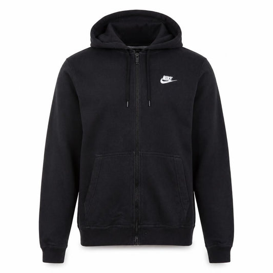Front view of Nike Men's Black Full Zip Hoodie M Sportswear Sweatshirt