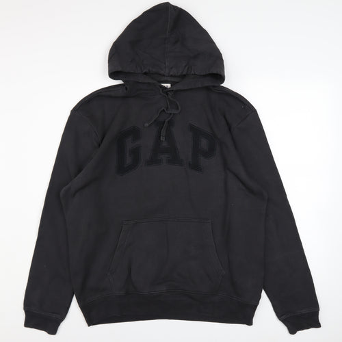 GAP Men's Black Pullover Hoodie L Cotton Blend Classic Style