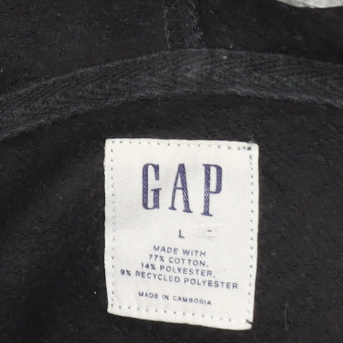 GAP Men's Black Pullover Hoodie L Cotton Blend Classic Style