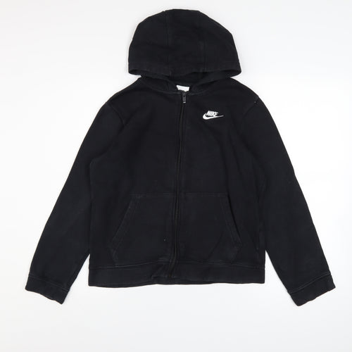 Nike Boys Black Full Zip Fleece Hoodie L 13-14 Years Logo Casual