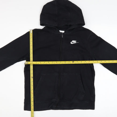 Nike Boys Black Full Zip Fleece Hoodie L 13-14 Years Logo Casual