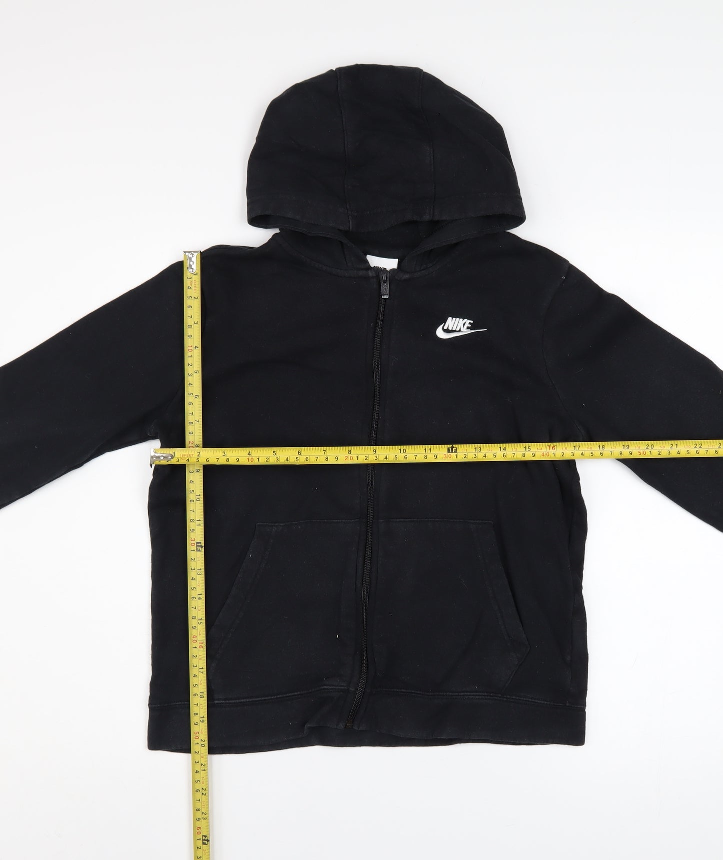 Nike Boys Black Full Zip Fleece Hoodie L 13-14 Years Logo Casual