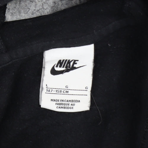 Nike Boys Black Full Zip Fleece Hoodie L 13-14 Years Logo Casual