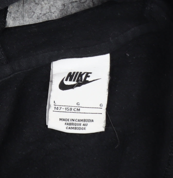 Nike Boys Black Full Zip Fleece Hoodie L 13-14 Years Logo Casual