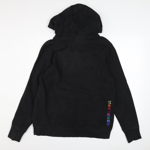 Superdry Womens Black Hoodie Size 16 Embroidered Pullover