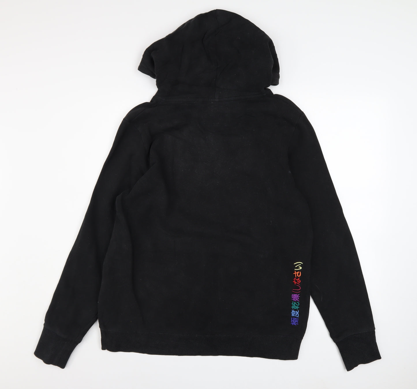 Superdry Womens Black Hoodie Size 16 Embroidered Pullover