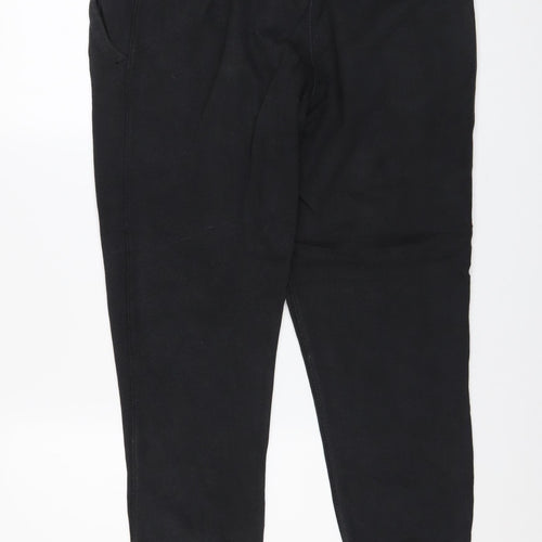 Adidas Womens Black Jogger Trousers Size 12 Cotton Side Stripe