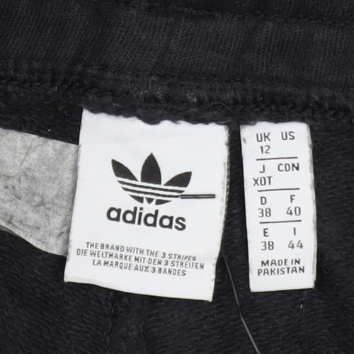 Adidas Womens Black Jogger Trousers Size 12 Cotton Side Stripe