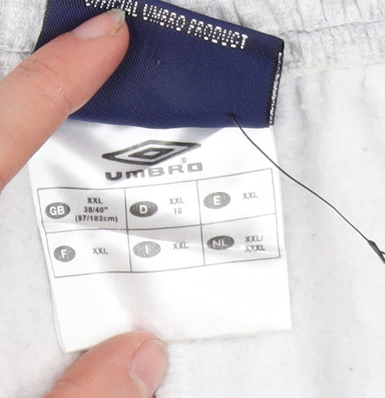 Umbro Mens Grey 2XL Sweat Shorts Elastic Waist Activewear
