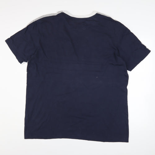 Adidas Men’s XL White Navy Colourblock Crew Neck Sports T-Shirt