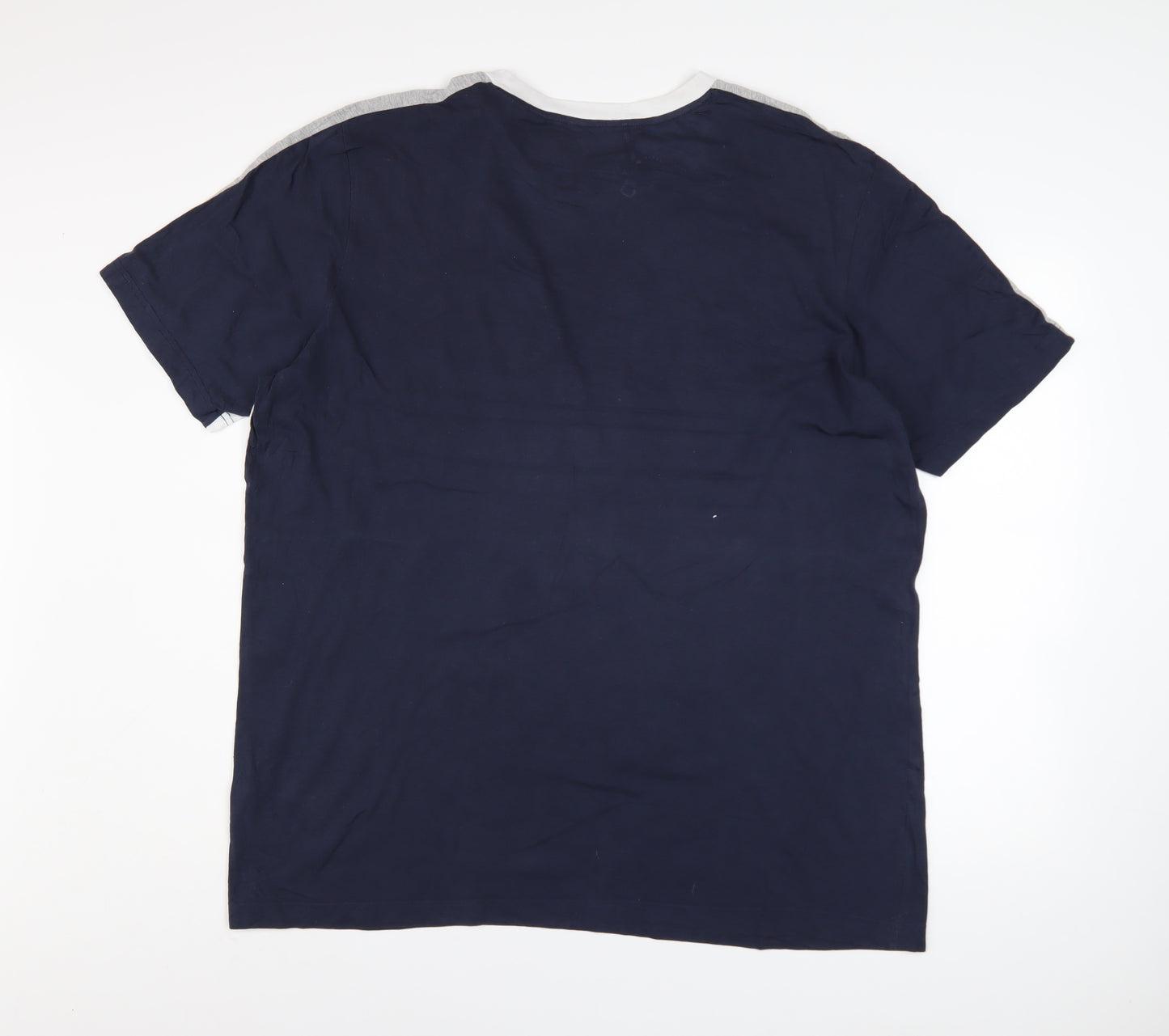Adidas Men’s XL White Navy Colourblock Crew Neck Sports T-Shirt