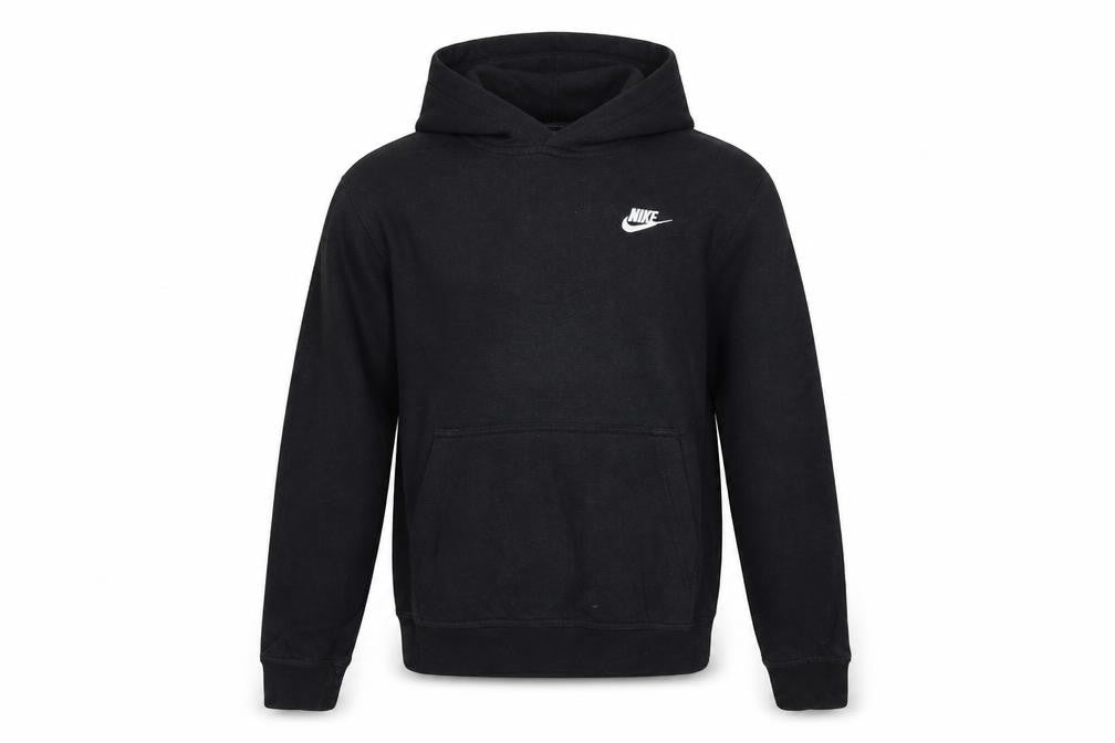 Front view of Nike Men's Black Pullover Hoodie Small Logo Sports Sweatshirt