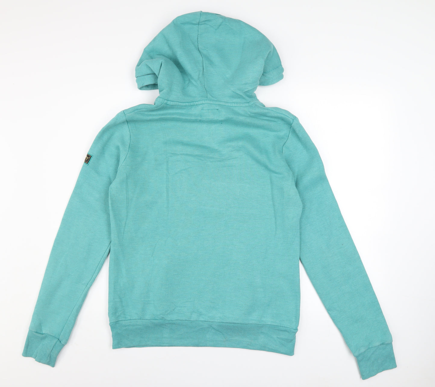 Superdry Womens Blue Pullover Hoodie Size 10 Graphic Print Cotton Blend