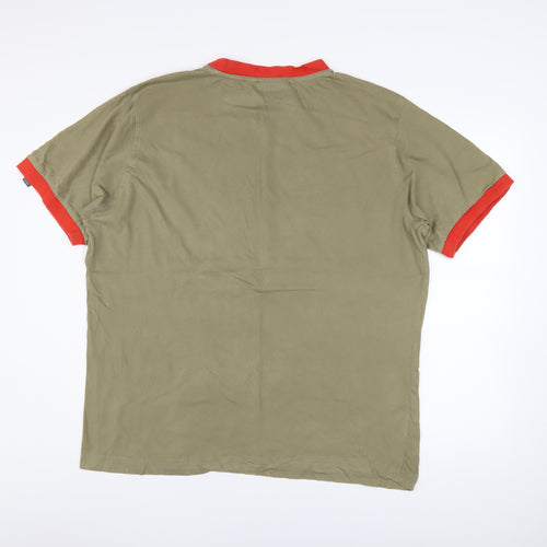 Puma Men's Khaki Red Crew Neck Short Sleeve T-Shirt XL Classic Logo