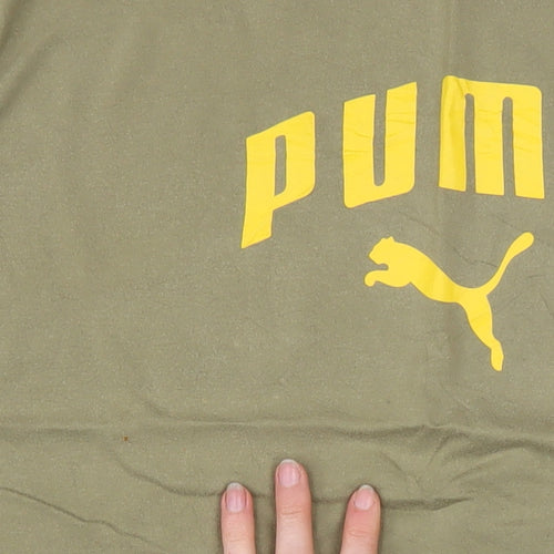 Puma Men's Khaki Red Crew Neck Short Sleeve T-Shirt XL Classic Logo