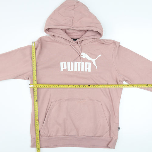 Puma Womens Pink Pullover Hoodie Medium Cotton Blend Logo Casual