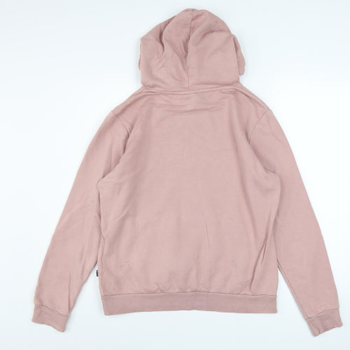 Puma Womens Pink Pullover Hoodie Medium Cotton Blend Logo Casual