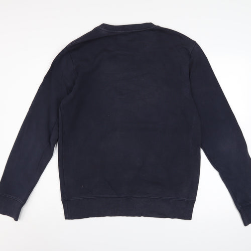 Calvin Klein Jeans Men's Blue Cotton Logo Crew Neck Sweatshirt M