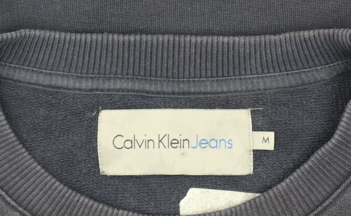 Calvin Klein Jeans Men's Blue Cotton Logo Crew Neck Sweatshirt M