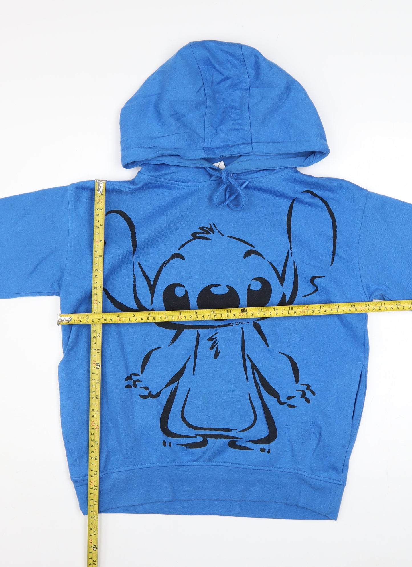Disney Women Blue Stitch Pullover Hoodie 2XS Cotton Blend