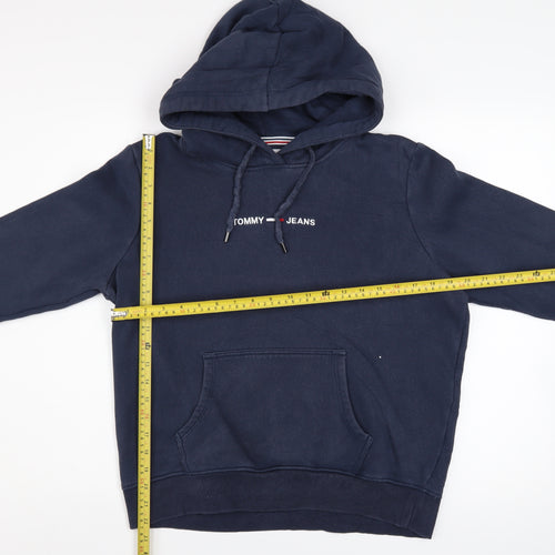 Tommy Jeans Men's Blue Pullover Hoodie Medium Logo Cotton Blend