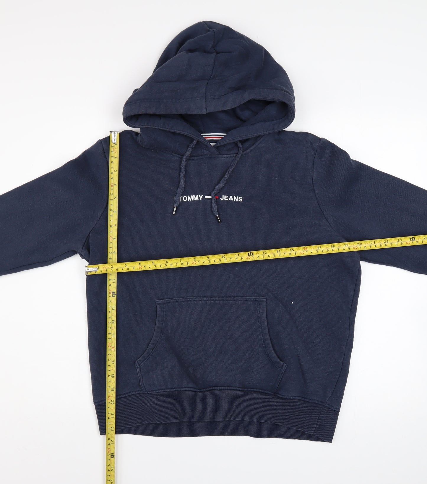 Tommy Jeans Men's Blue Pullover Hoodie Medium Logo Cotton Blend