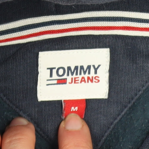 Tommy Jeans Men's Blue Pullover Hoodie Medium Logo Cotton Blend