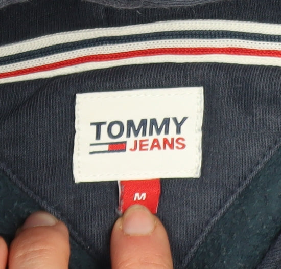 Tommy Jeans Men's Blue Pullover Hoodie Medium Logo Cotton Blend