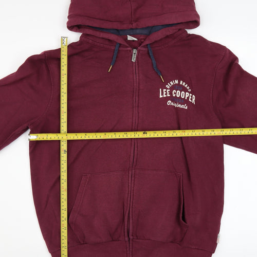 Lee Cooper Men's Red Full Zip Hoodie Size M Casual Fleece Jacket