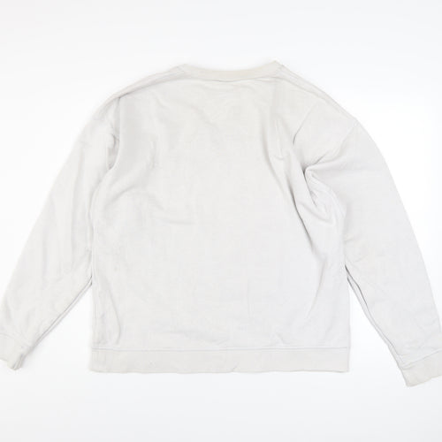 Nike Women’s Beige Pullover Sweatshirt L Logo Print Cotton Blend