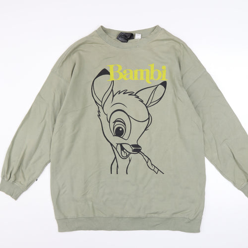 H&M Women’s Green Bambi Sweatshirt - Size Small Cotton Pullover