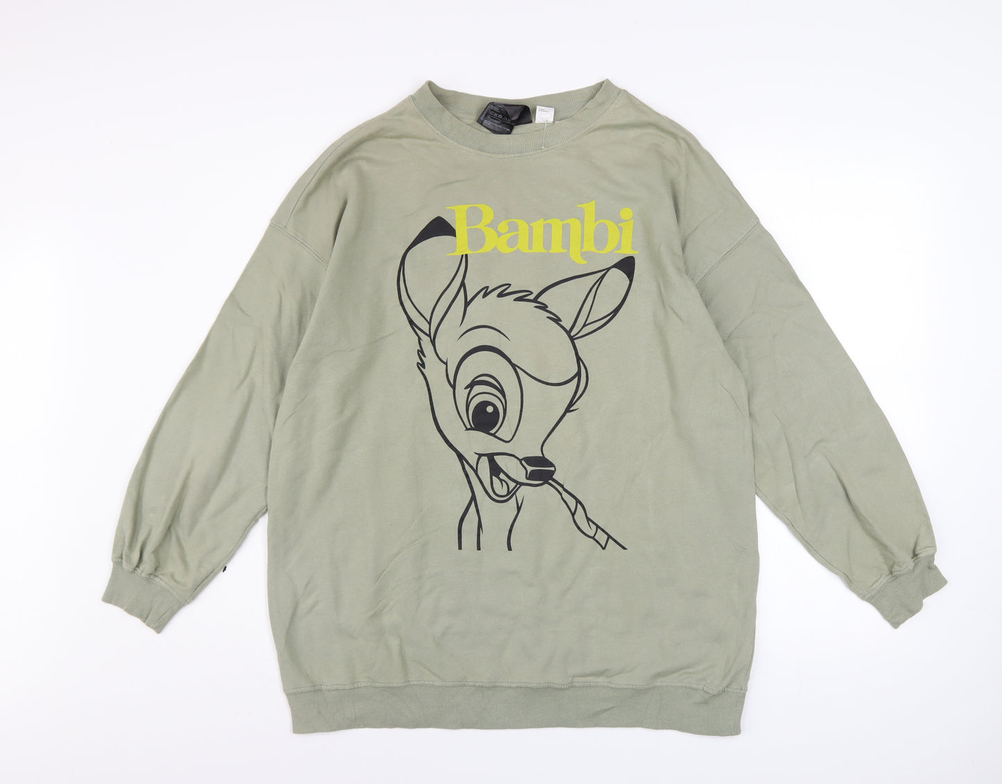 H&M Women’s Green Bambi Sweatshirt - Size Small Cotton Pullover