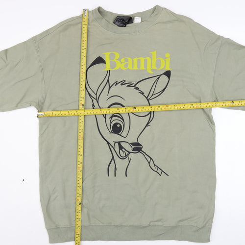 H&M Women’s Green Bambi Sweatshirt - Size Small Cotton Pullover