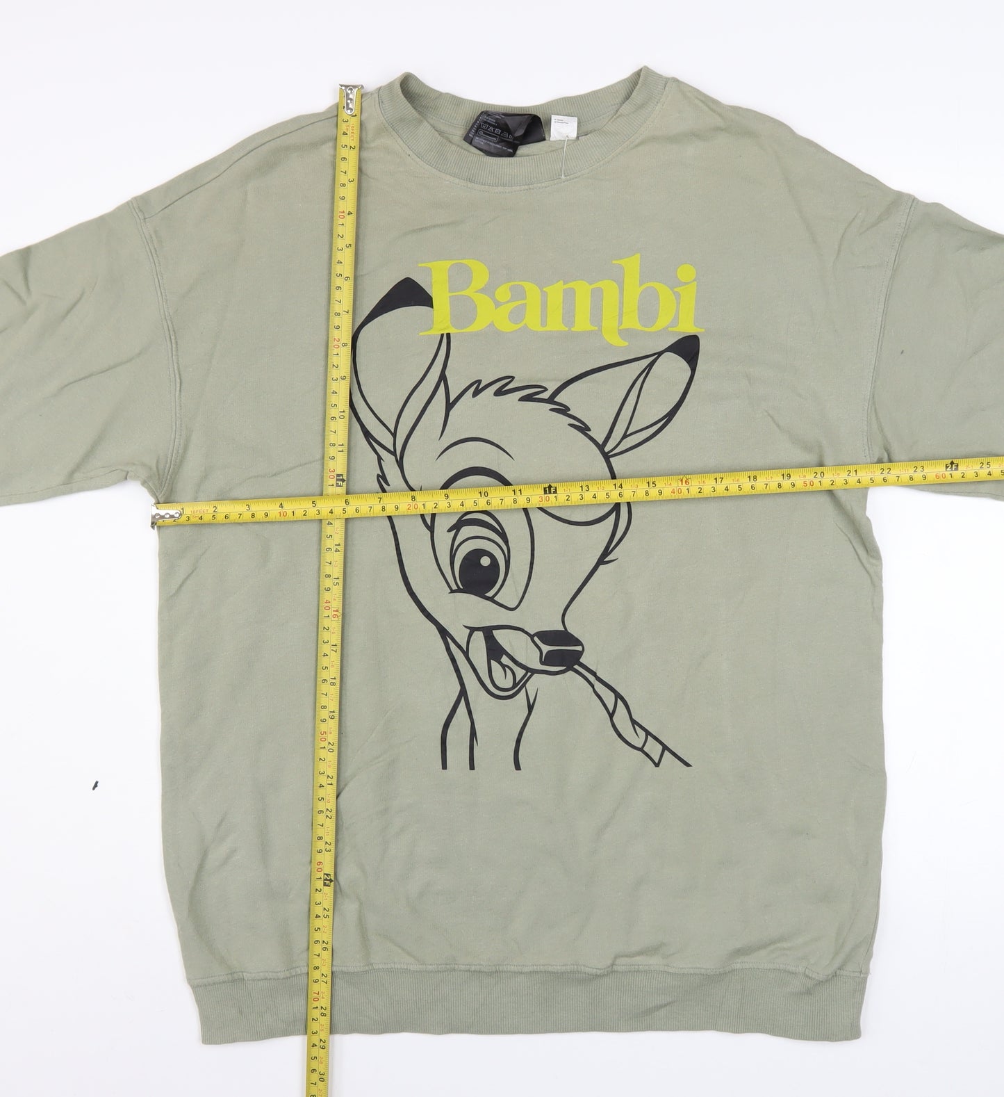 H&M Women’s Green Bambi Sweatshirt - Size Small Cotton Pullover