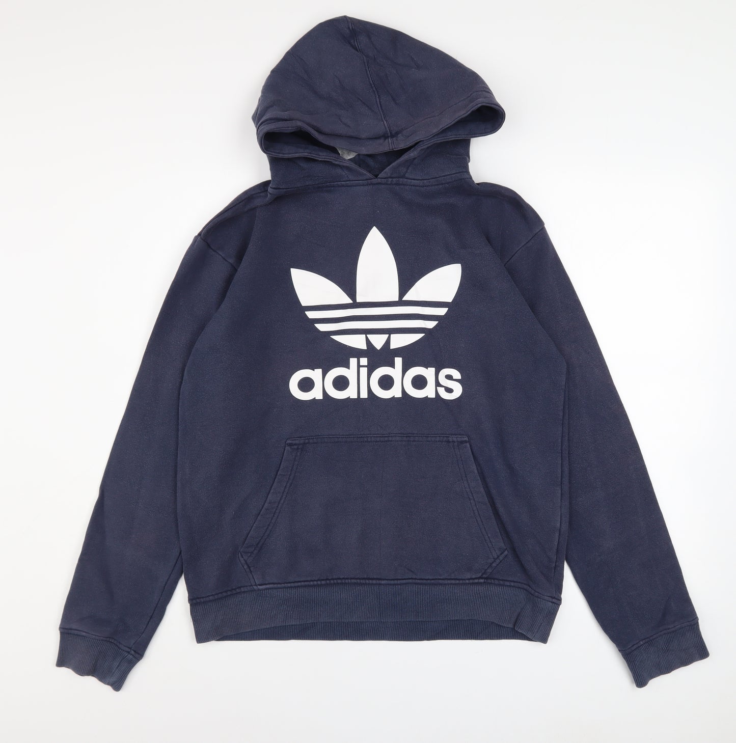 adidas Men's Blue Pullover Hoodie S Logo Fleece Sweatshirt