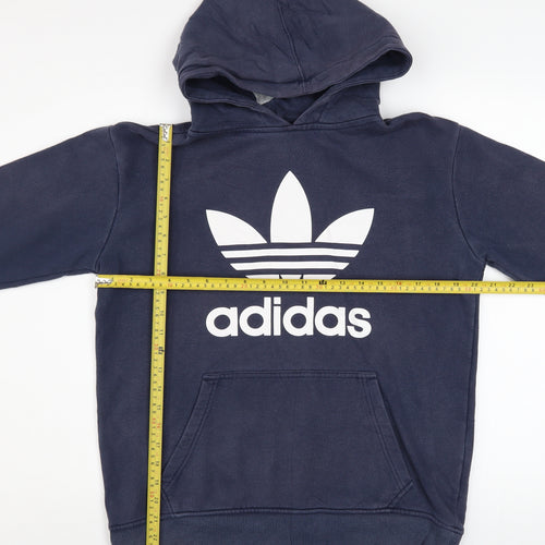 adidas Men's Blue Pullover Hoodie S Logo Fleece Sweatshirt