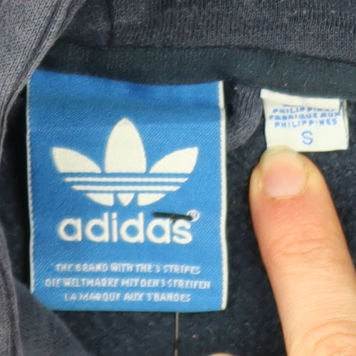 adidas Men's Blue Pullover Hoodie S Logo Fleece Sweatshirt