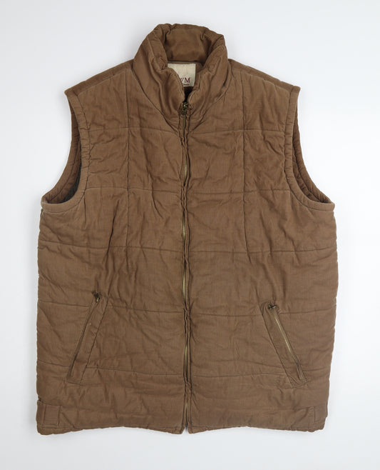 EWM Men Brown Corduroy L Bodywarmer Waistcoat Padded Zip Up