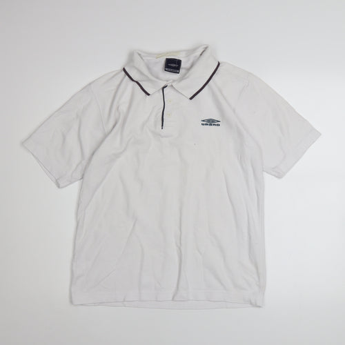 Umbro Men's White Short Sleeve Polo Shirt Size M Classic Fit