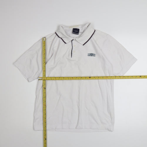 Umbro Men's White Short Sleeve Polo Shirt Size M Classic Fit